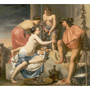 Панно Affresco, коллекция Фрески и фотообои, артикул Caesar Boetius van Everdingen Bacchus on a Throne Nymphs Offering Bacchus Wine and Fruit