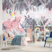 Российские обои Factura, коллекция Kids, артикул FLAMINGO/2: премиальные дизайнерские обои для стильного интерьера