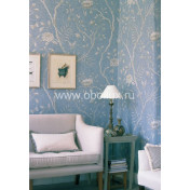 Английские обои Lewis & Wood, коллекция Wide Width Wallpapers, артикул LW13321/Jasper Peony Lagoon Blue